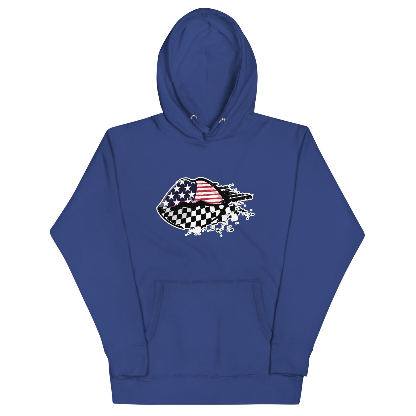 American Flag / Checkered Flag Racing Lips - Unisex Hoodie