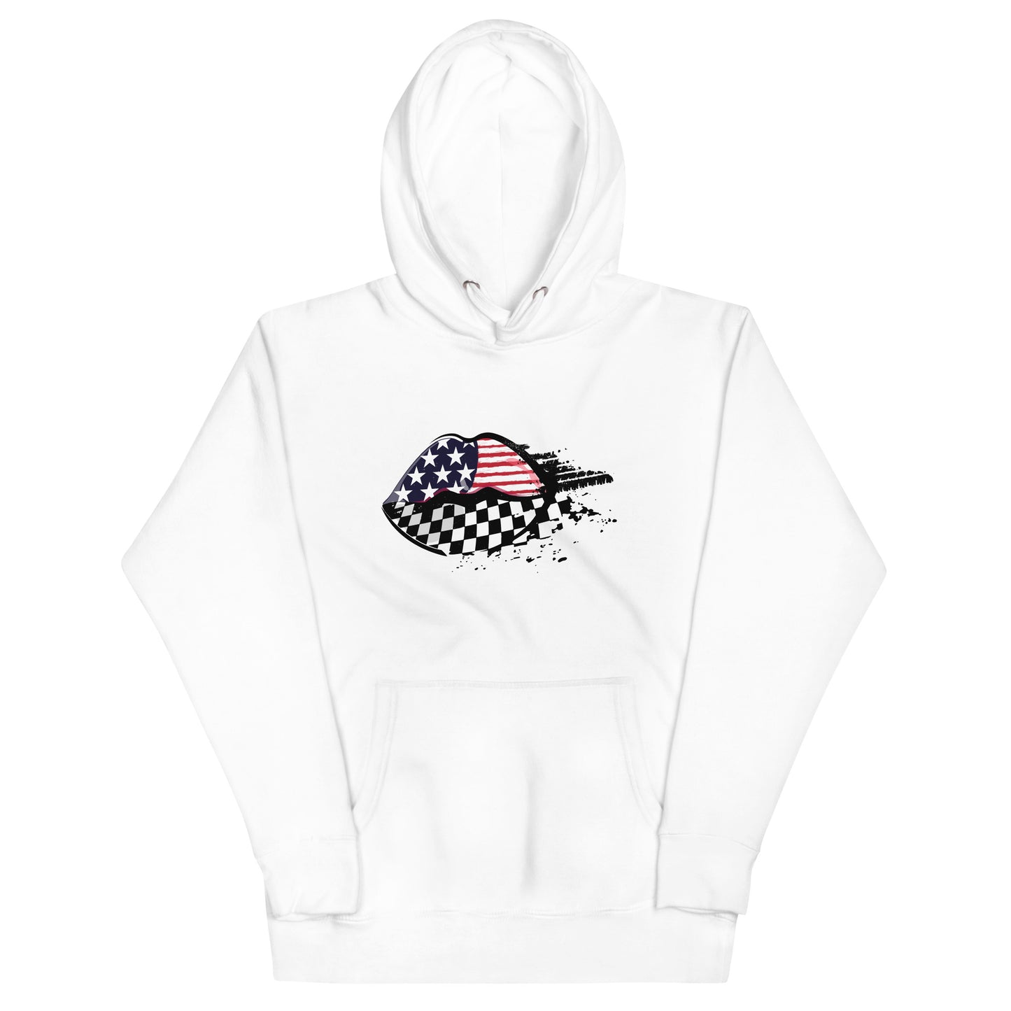 American Flag / Checkered Flag Racing Lips - Unisex Hoodie