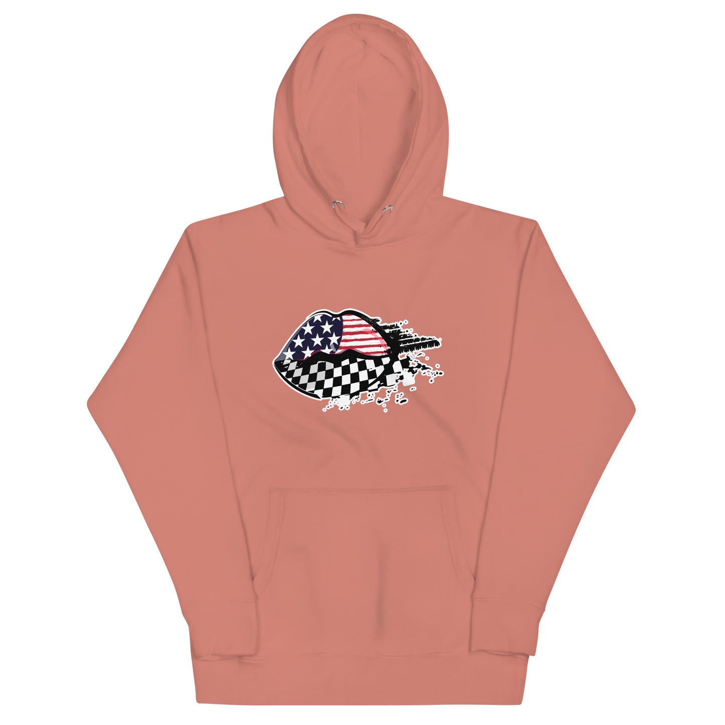 American Flag / Checkered Flag Racing Lips - Unisex Hoodie